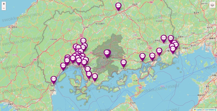 広島県のカーブスの店舗地図