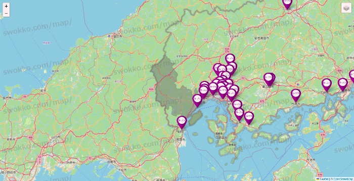 広島県のカーブスの店舗地図