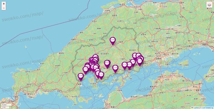 広島県のカーブスの店舗地図