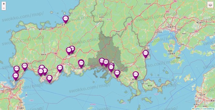 山口県のカーブスの店舗地図