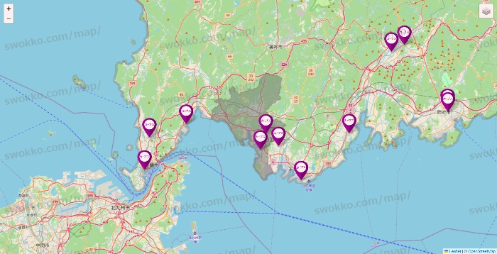 山口県のカーブスの店舗地図