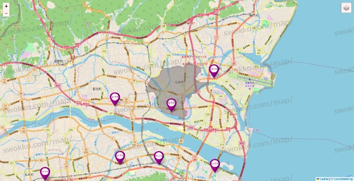 徳島県のカーブスの店舗地図
