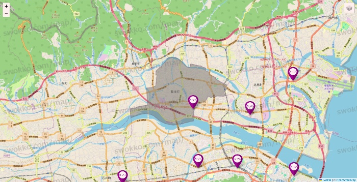 徳島県のカーブスの店舗地図