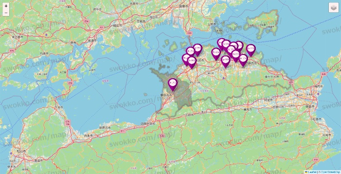 香川県のカーブスの店舗地図