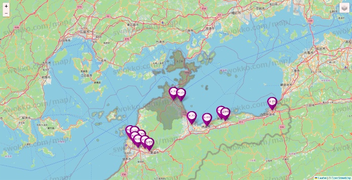 愛媛県のカーブスの店舗地図