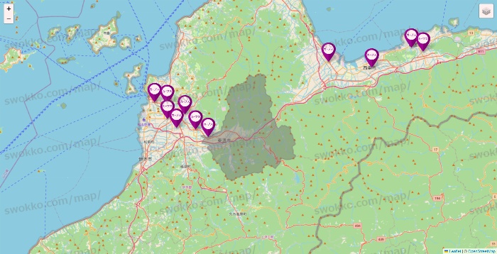 愛媛県のカーブスの店舗地図