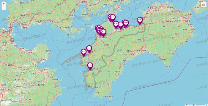 愛媛県のカーブスの店舗地図