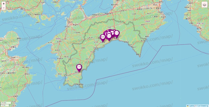 高知県のカーブスの店舗地図