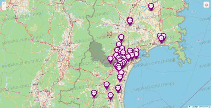 宮城県のカーブスの店舗地図