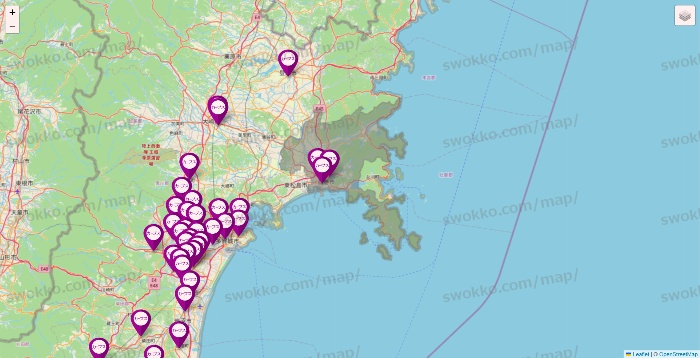宮城県のカーブスの店舗地図