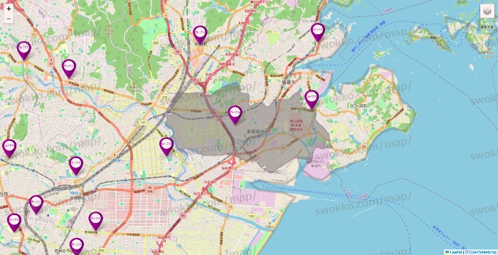 宮城県のカーブスの店舗地図