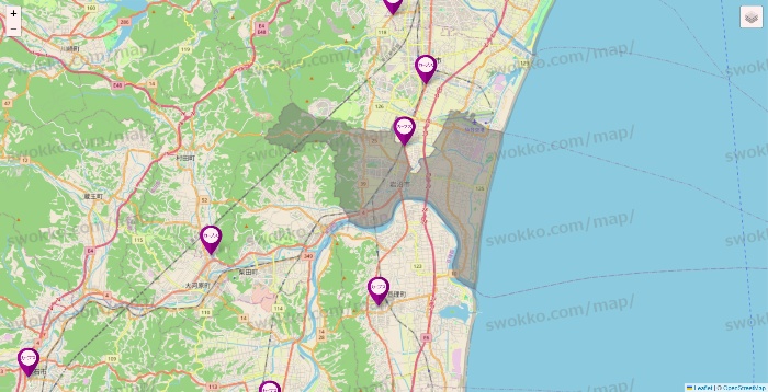 宮城県のカーブスの店舗地図
