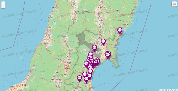 宮城県のカーブスの店舗地図