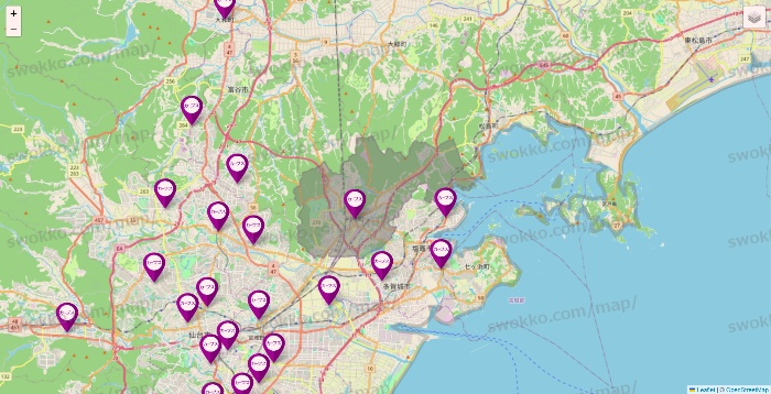 宮城県のカーブスの店舗地図