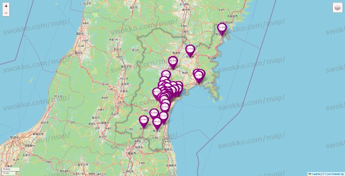 宮城県のカーブスの店舗地図