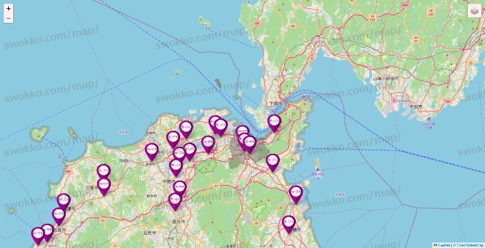 福岡県のカーブスの店舗地図