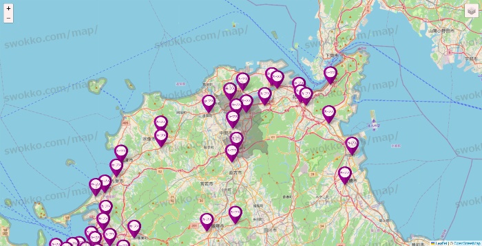 福岡県のカーブスの店舗地図