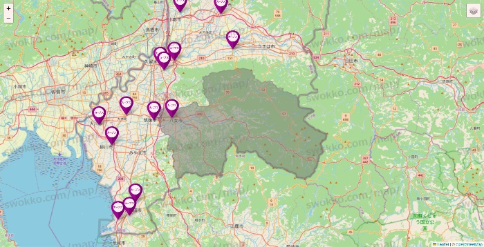 福岡県のカーブスの店舗地図