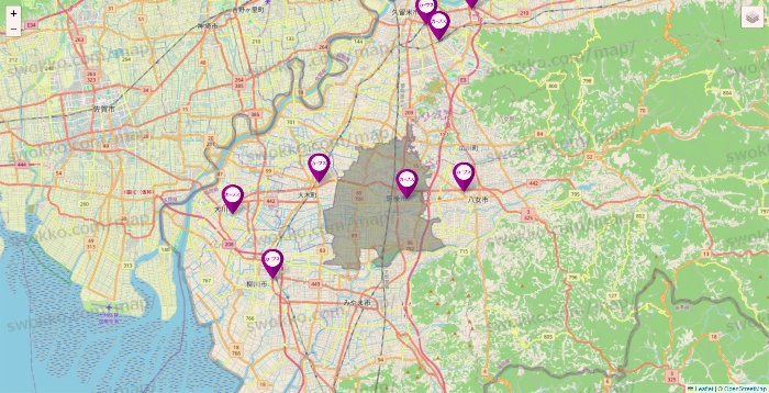 福岡県のカーブスの店舗地図