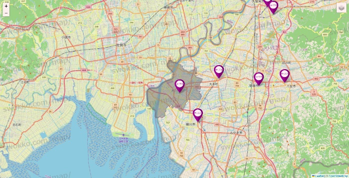 福岡県のカーブスの店舗地図