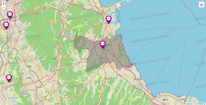 福岡県のカーブスの店舗地図
