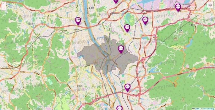 福岡県のカーブスの店舗地図