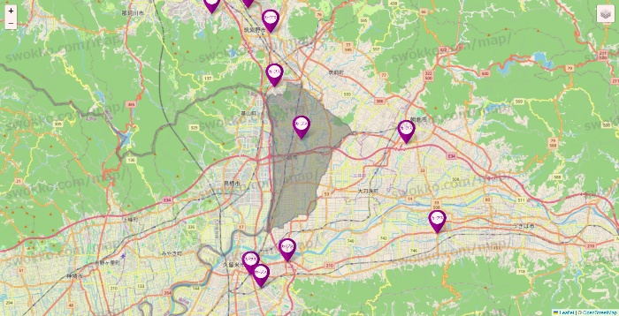 福岡県のカーブスの店舗地図