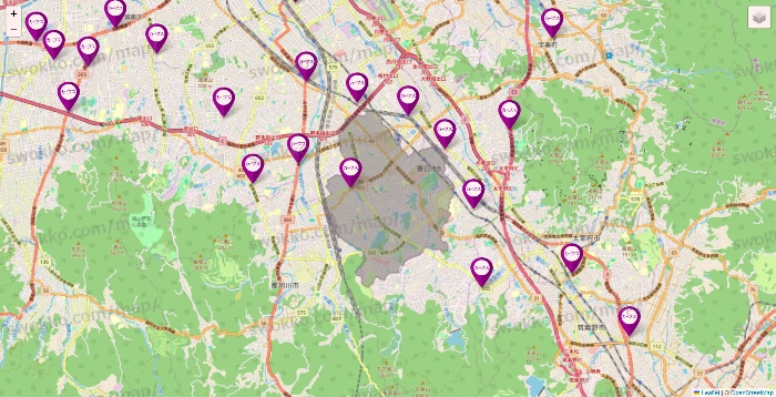 福岡県のカーブスの店舗地図