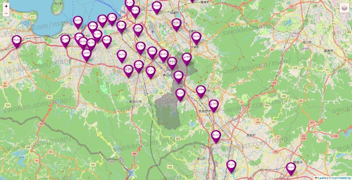 福岡県のカーブスの店舗地図