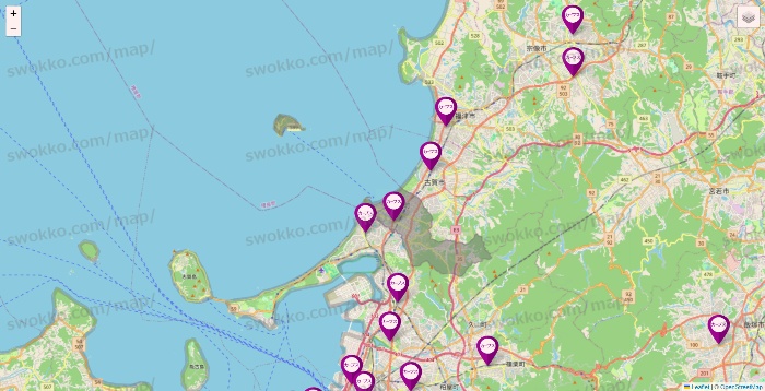 福岡県のカーブスの店舗地図