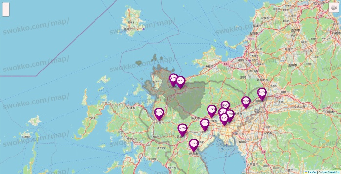 佐賀県のカーブスの店舗地図