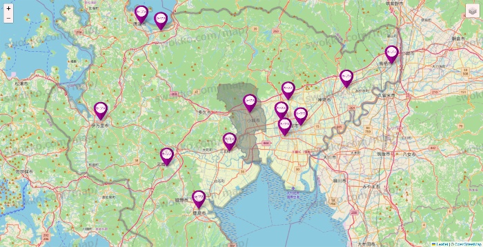 佐賀県のカーブスの店舗地図