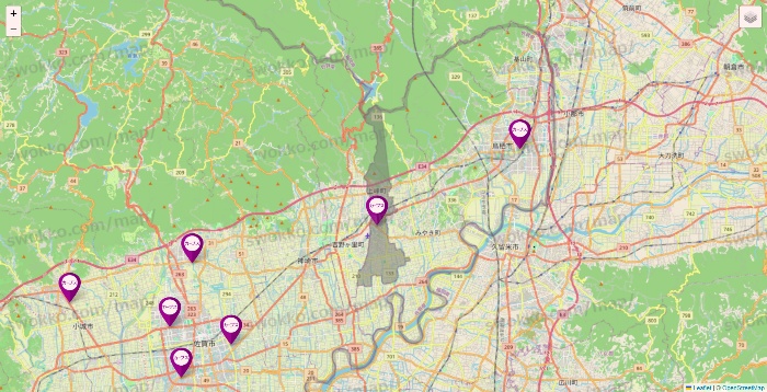 佐賀県のカーブスの店舗地図