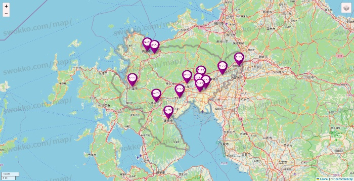 佐賀県のカーブスの店舗地図