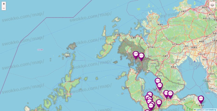 長崎県のカーブスの店舗地図
