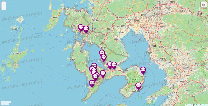 長崎県のカーブスの店舗地図