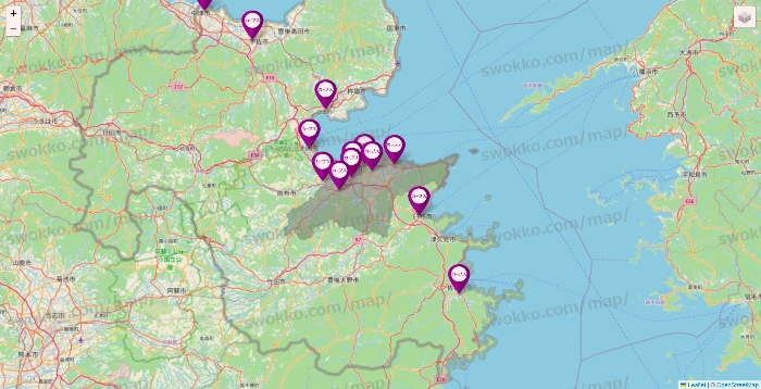 大分県のカーブスの店舗地図