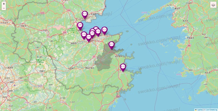 大分県のカーブスの店舗地図