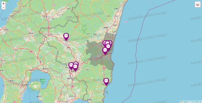宮崎県のカーブスの店舗地図
