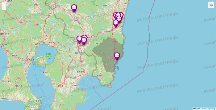 宮崎県のカーブスの店舗地図