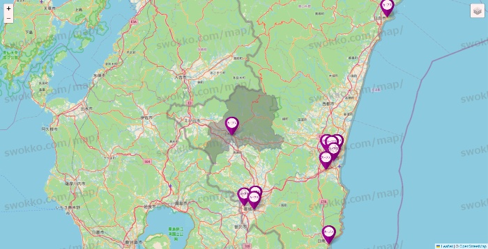 宮崎県のカーブスの店舗地図
