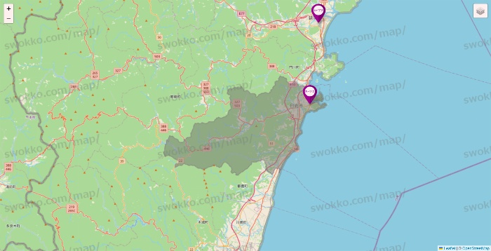宮崎県のカーブスの店舗地図