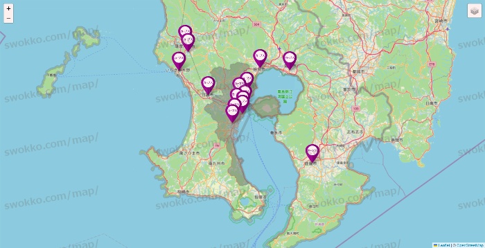 鹿児島県のカーブスの店舗地図