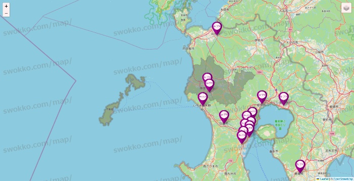 鹿児島県のカーブスの店舗地図
