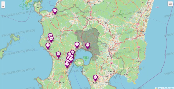 鹿児島県のカーブスの店舗地図