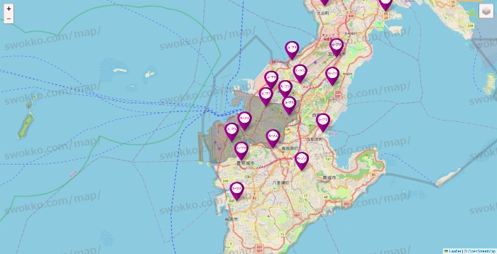 沖縄県のカーブスの店舗地図