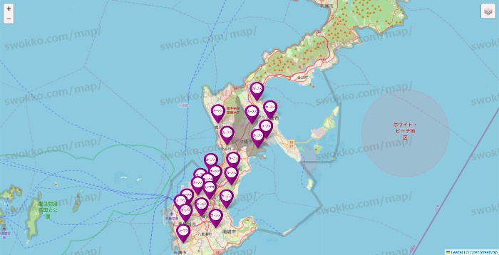 沖縄県のカーブスの店舗地図