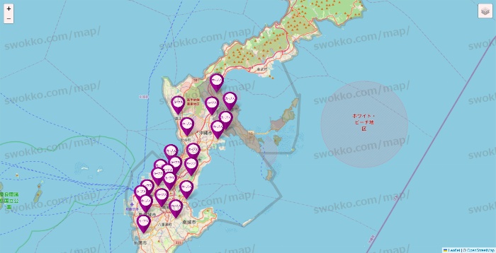 沖縄県のカーブスの店舗地図
