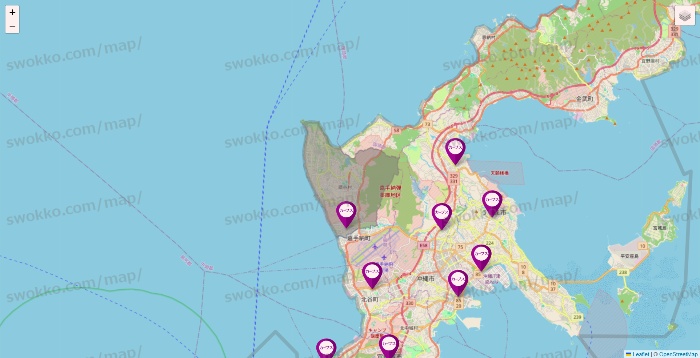 沖縄県のカーブスの店舗地図