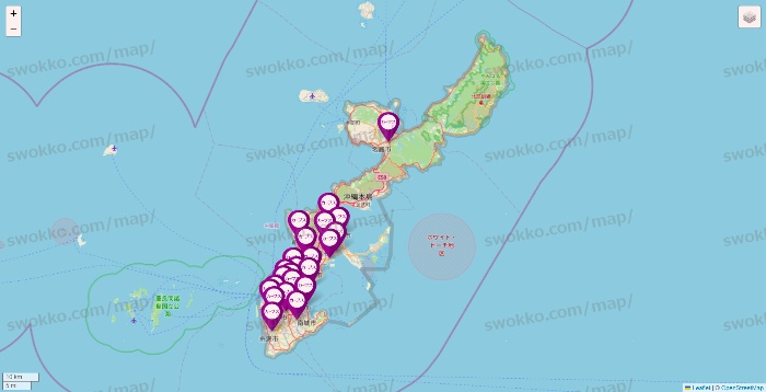 沖縄県のカーブスの店舗地図